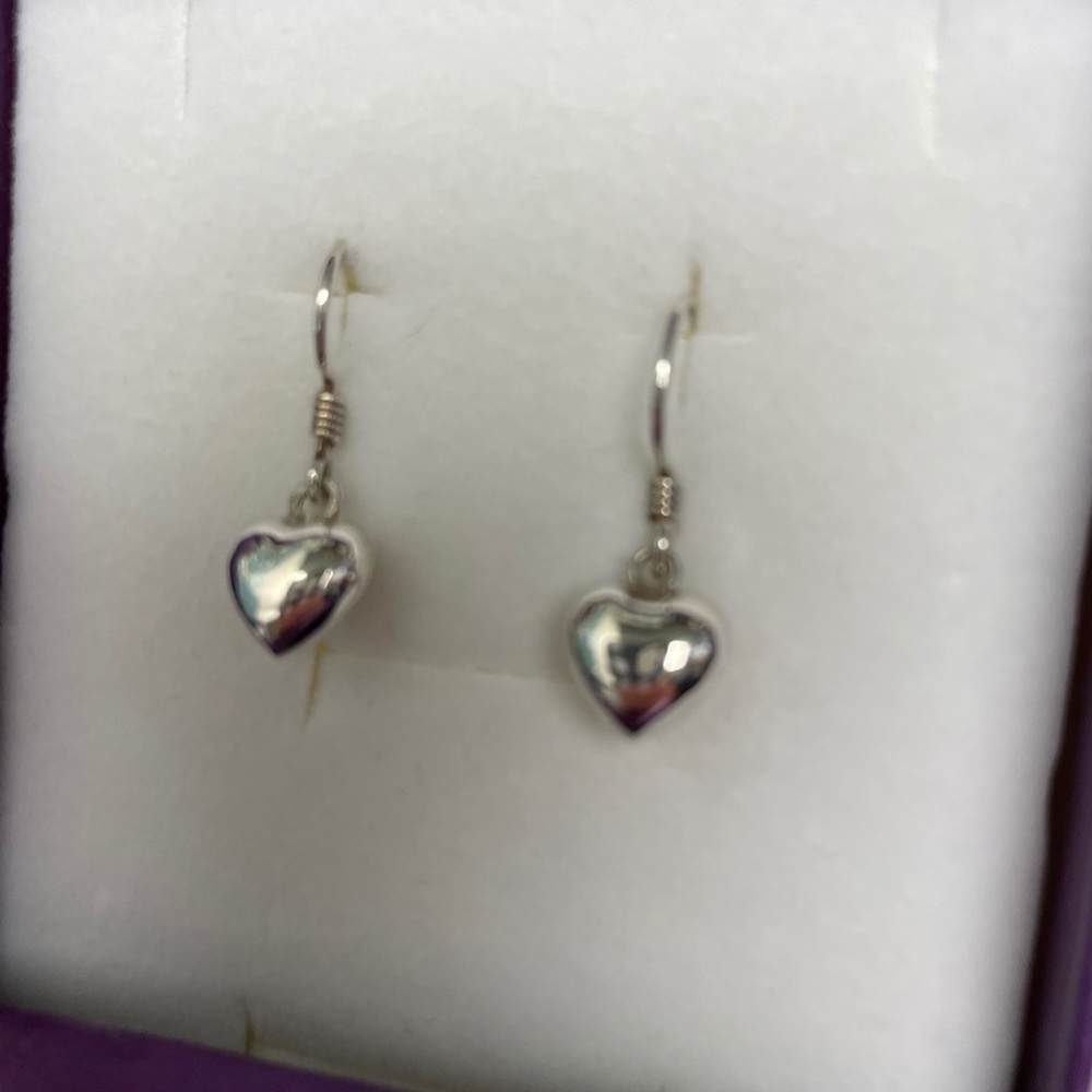 Sterling Silver heart drop earrings